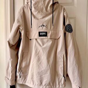 DOPE Hooded Pullover Anorak in Light Beige with Black Accents